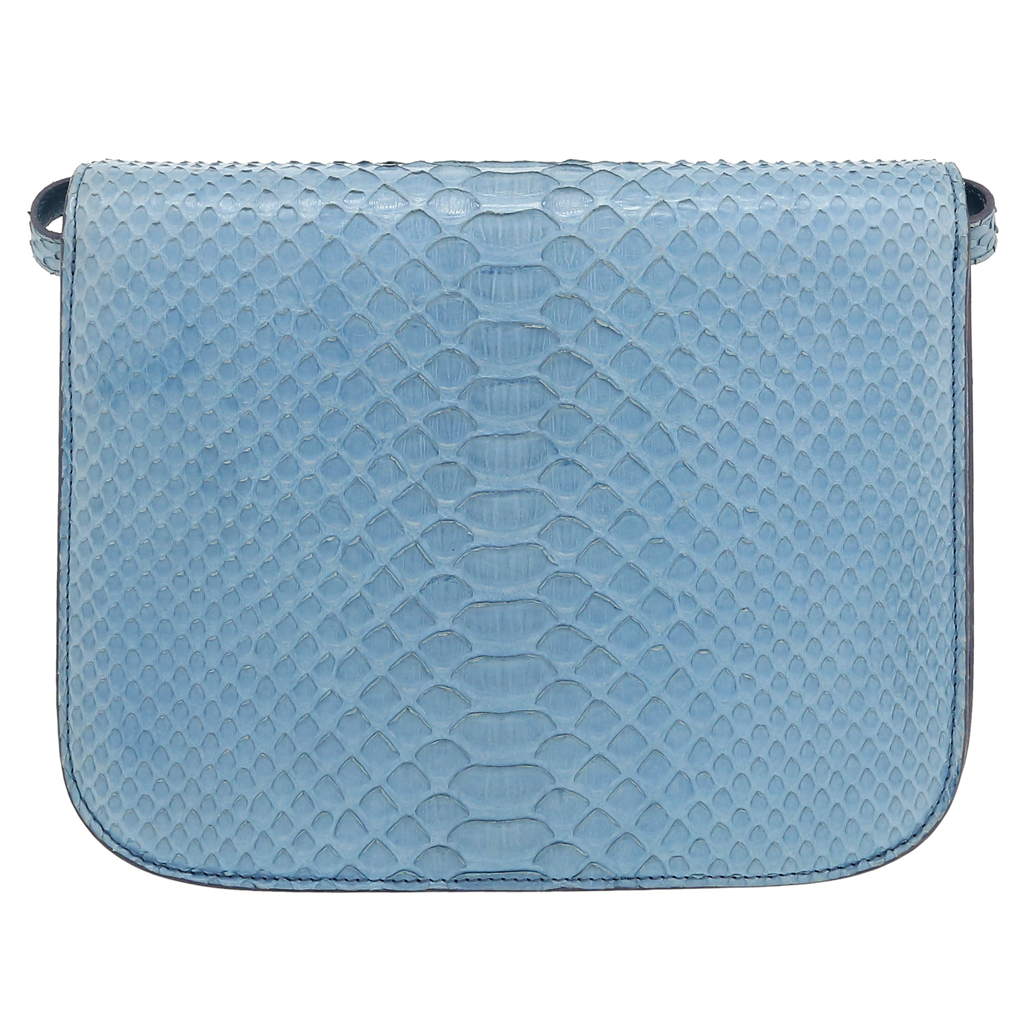 Bolso de mano Celine  Classic Box en piel de pitón azul claro - Detail D4