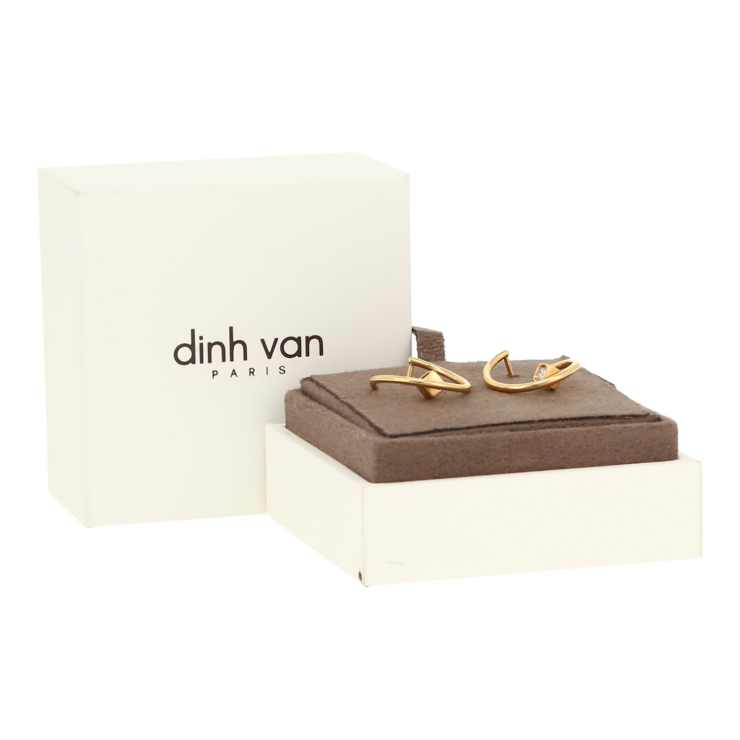 Pendientes Dinh Van Le Cube Diamant de oro amarillo y diamantes - Detail D2