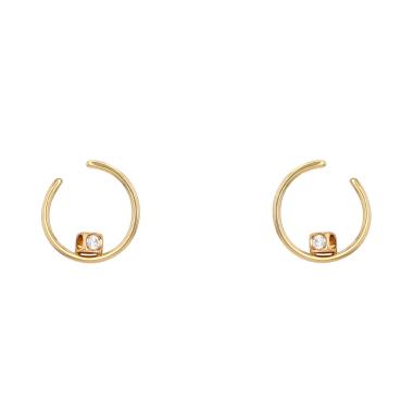 Paire de boucles d'oreilles Dinh Van Le Cube Diamant en or jaune et diamants