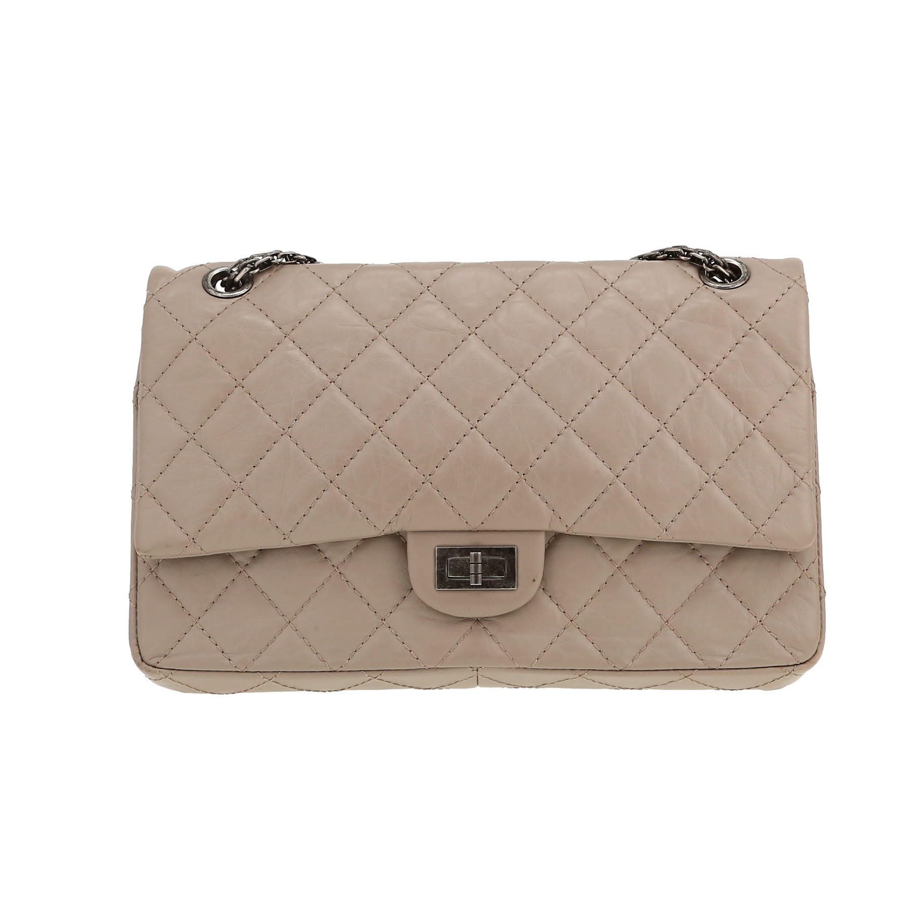 Sac bandoulière Chanel  Chanel 2.55 en cuir matelassé taupe - Detail D4