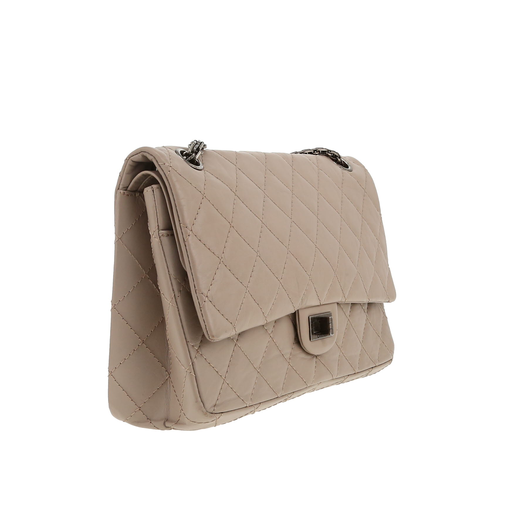 Sac bandoulière Chanel  Chanel 2.55 en cuir matelassé taupe - Detail D5