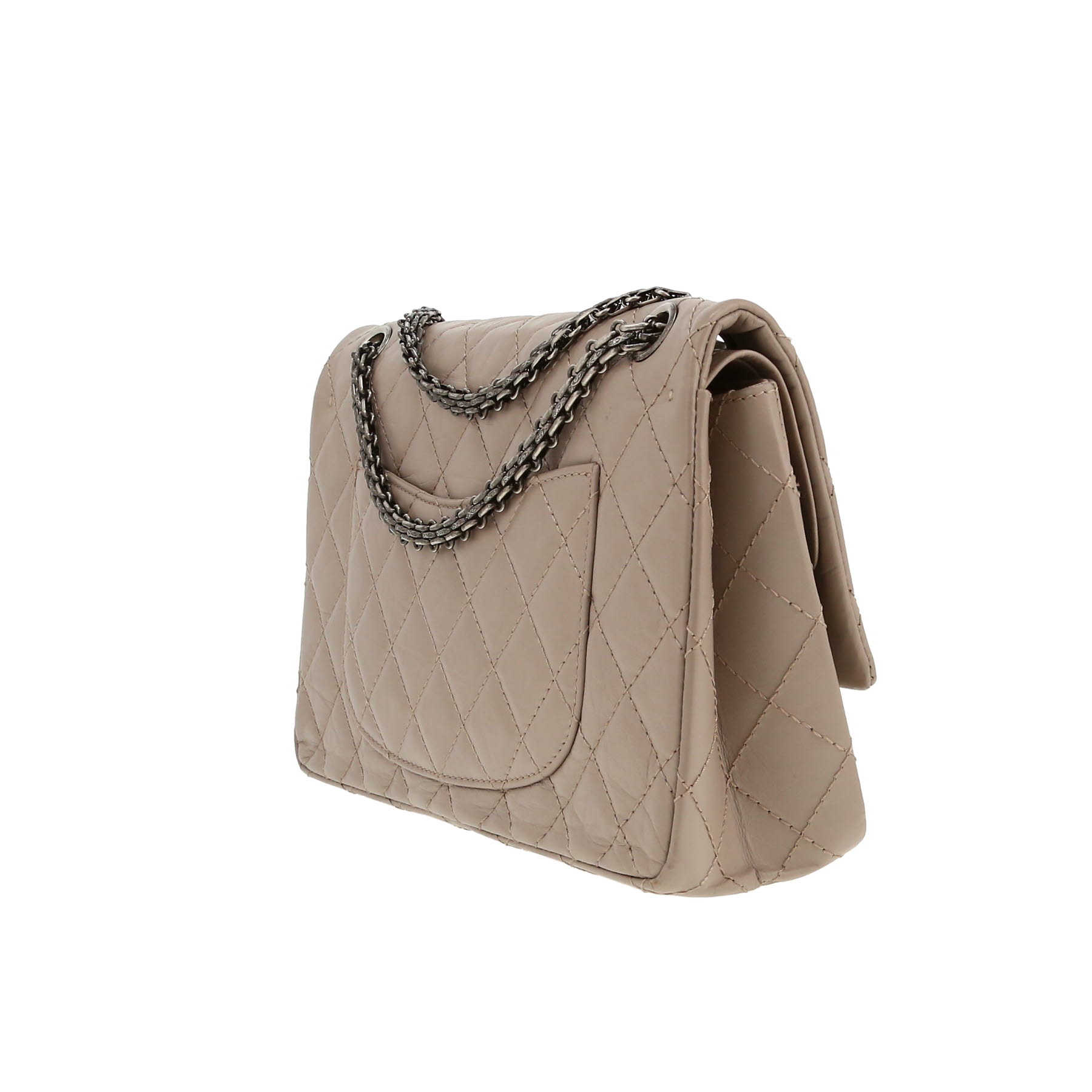 Chanel  Chanel 2.55 shoulder bag  in taupe quilted leather - Detail D6