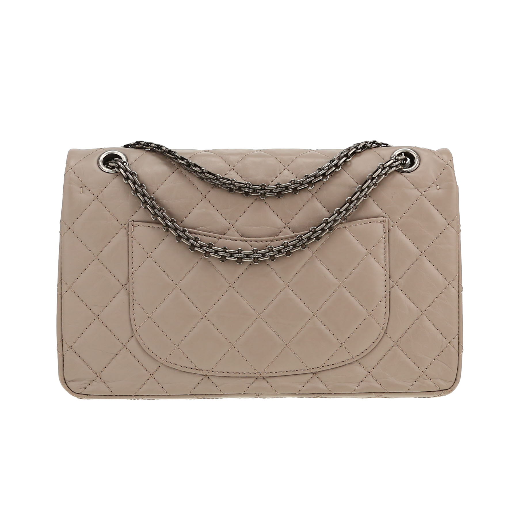 Chanel  Chanel 2.55 shoulder bag  in taupe quilted leather - Detail D7