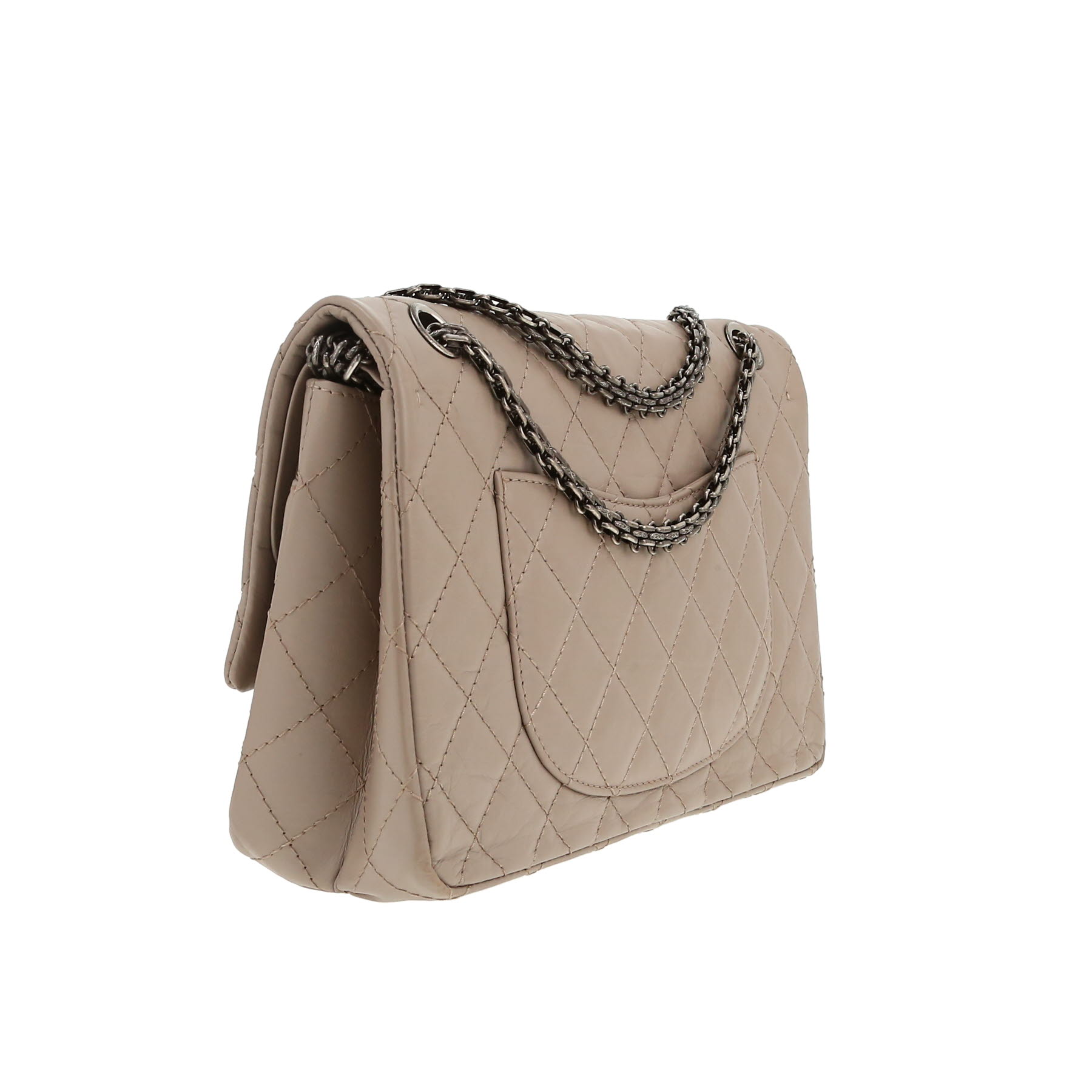 Chanel  Chanel 2.55 shoulder bag  in taupe quilted leather - Detail D8