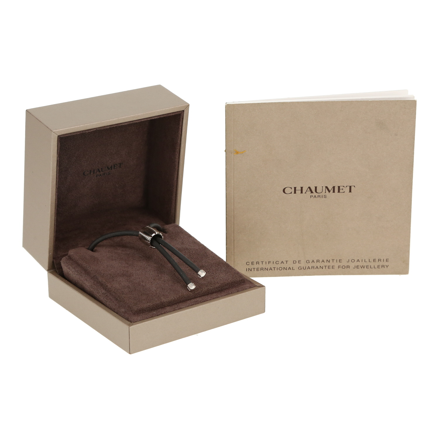 Collier Chaumet Class One en or blanc, diamants et caoutchouc - Detail D3