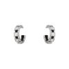 Chaumet Class One small hoop earrings in white gold, diamonds and rubber - 00pp thumbnail