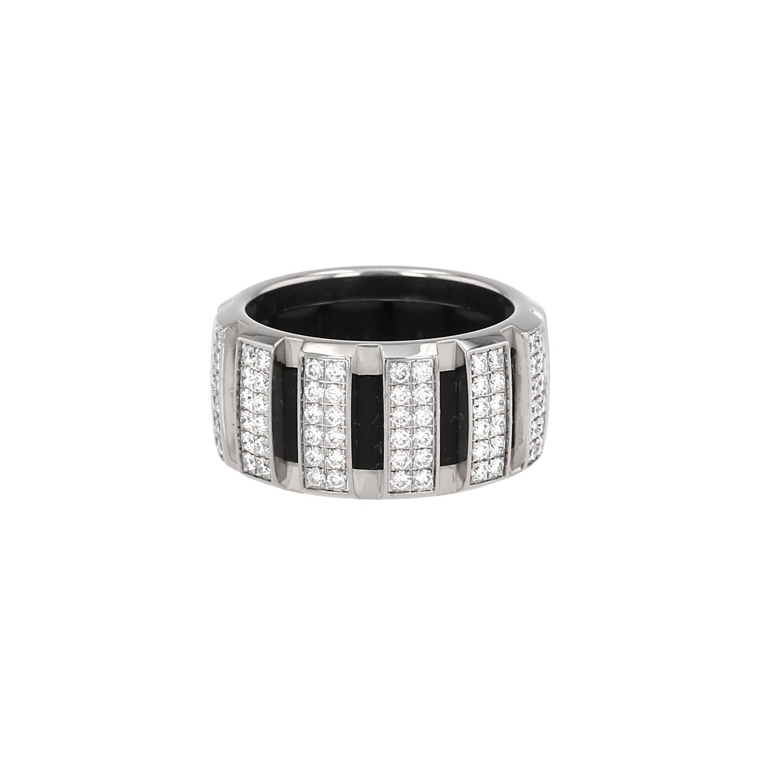 Chaumet Class One ring in white gold, diamonds and rubber