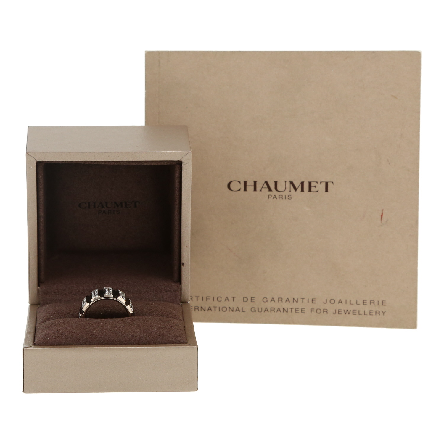 Bague Chaumet Class One en or blanc, diamants et caoutchouc - Detail D2