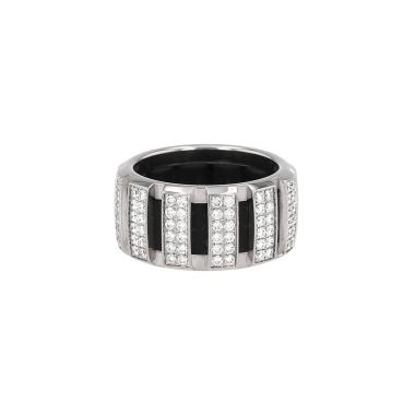 Sortija Chaumet Class One de oro blanco, diamantes y caucho