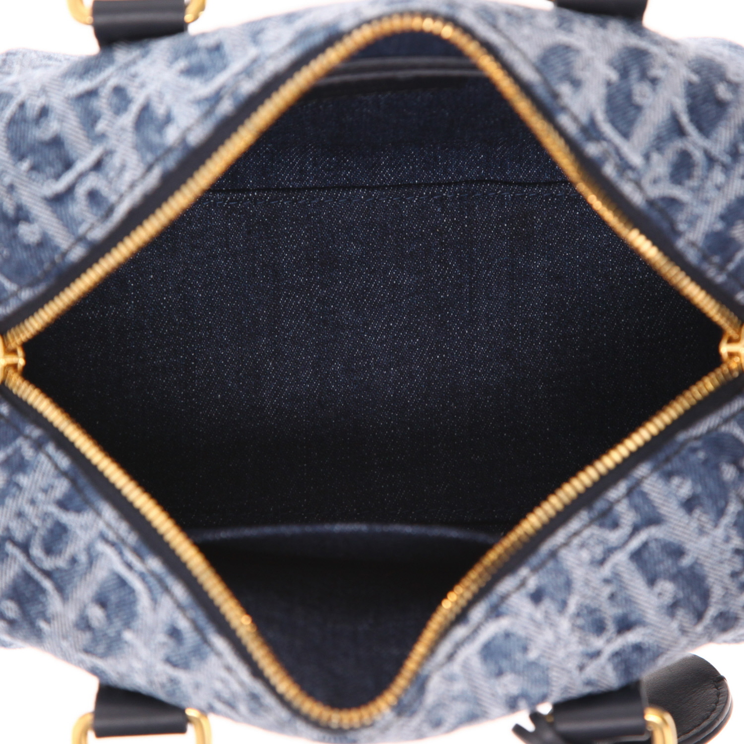 Dior  Groove handbag  in blue monogram denim canvas  and navy blue leather - Detail D3