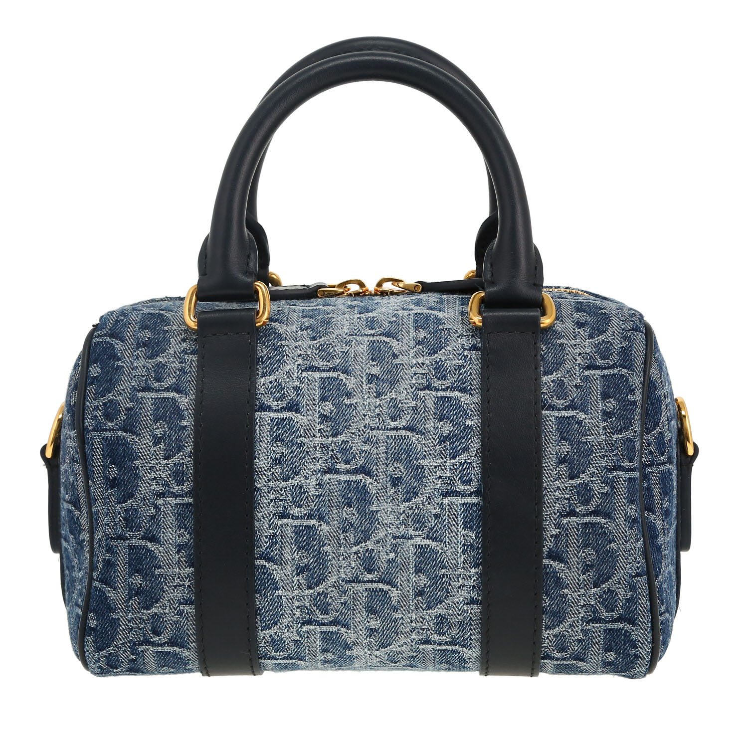 Bolso de mano Dior  Groove en lona denim Monogram azul y cuero azul marino - Detail D4