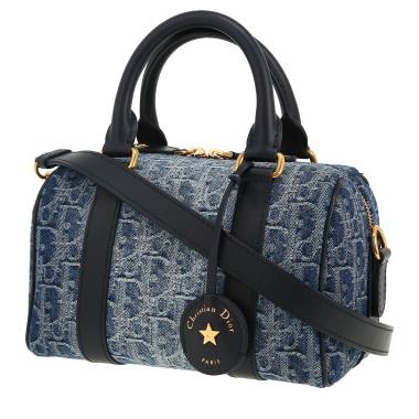 Bolso de mano Dior  Groove en lona denim Monogram azul y cuero azul marino