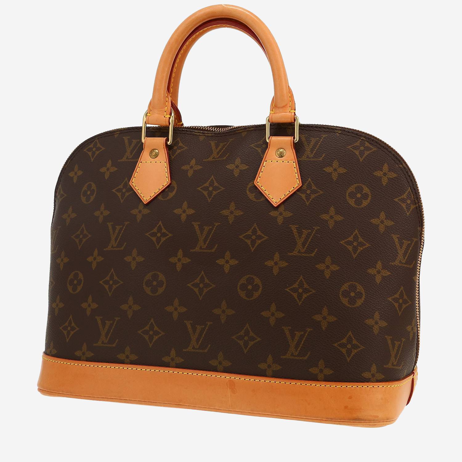 Sac à main Louis Vuitton  Alma petit modèle  en toile monogram marron et cuir naturel