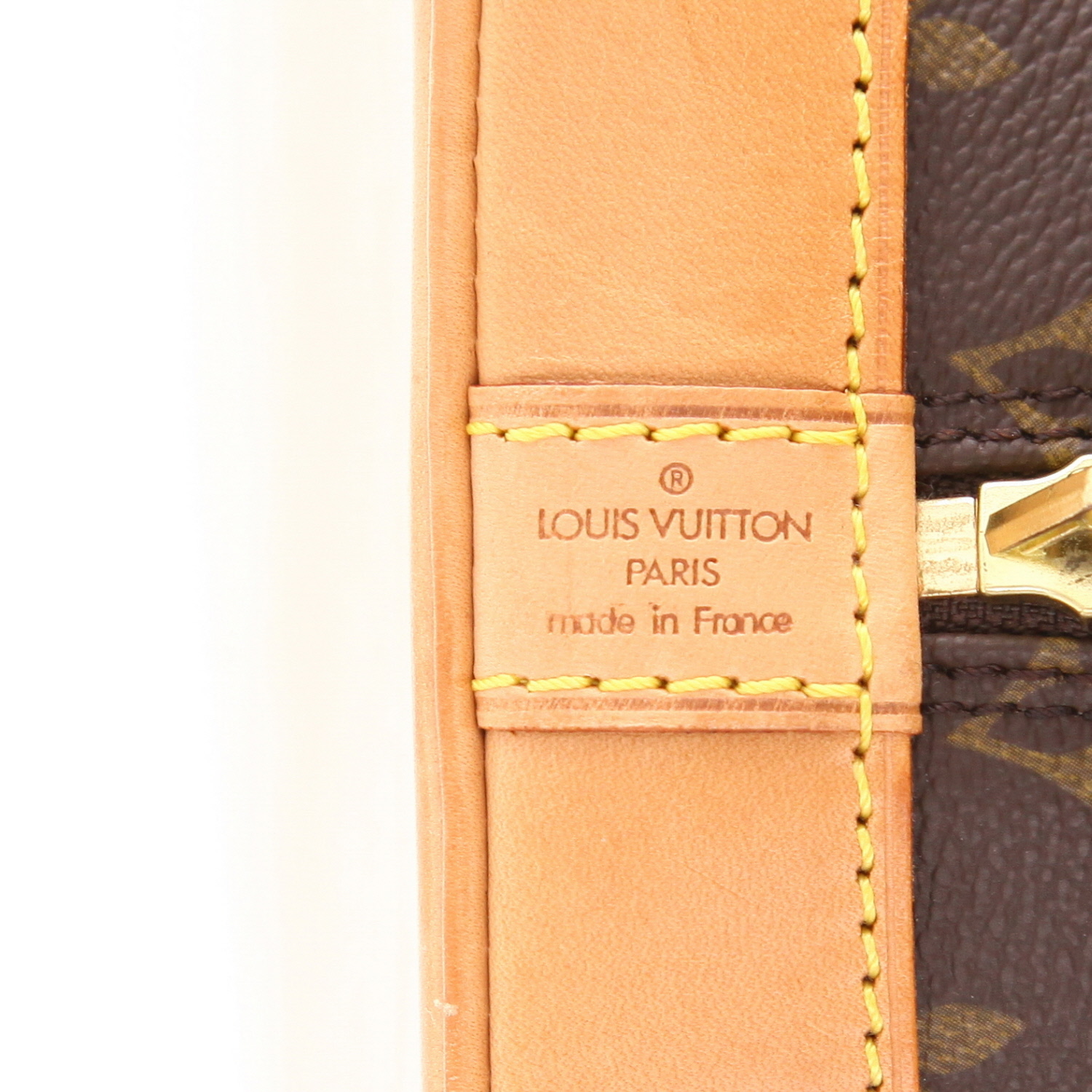 Sac à main Louis Vuitton  Alma petit modèle  en toile monogram marron et cuir naturel - Detail D2