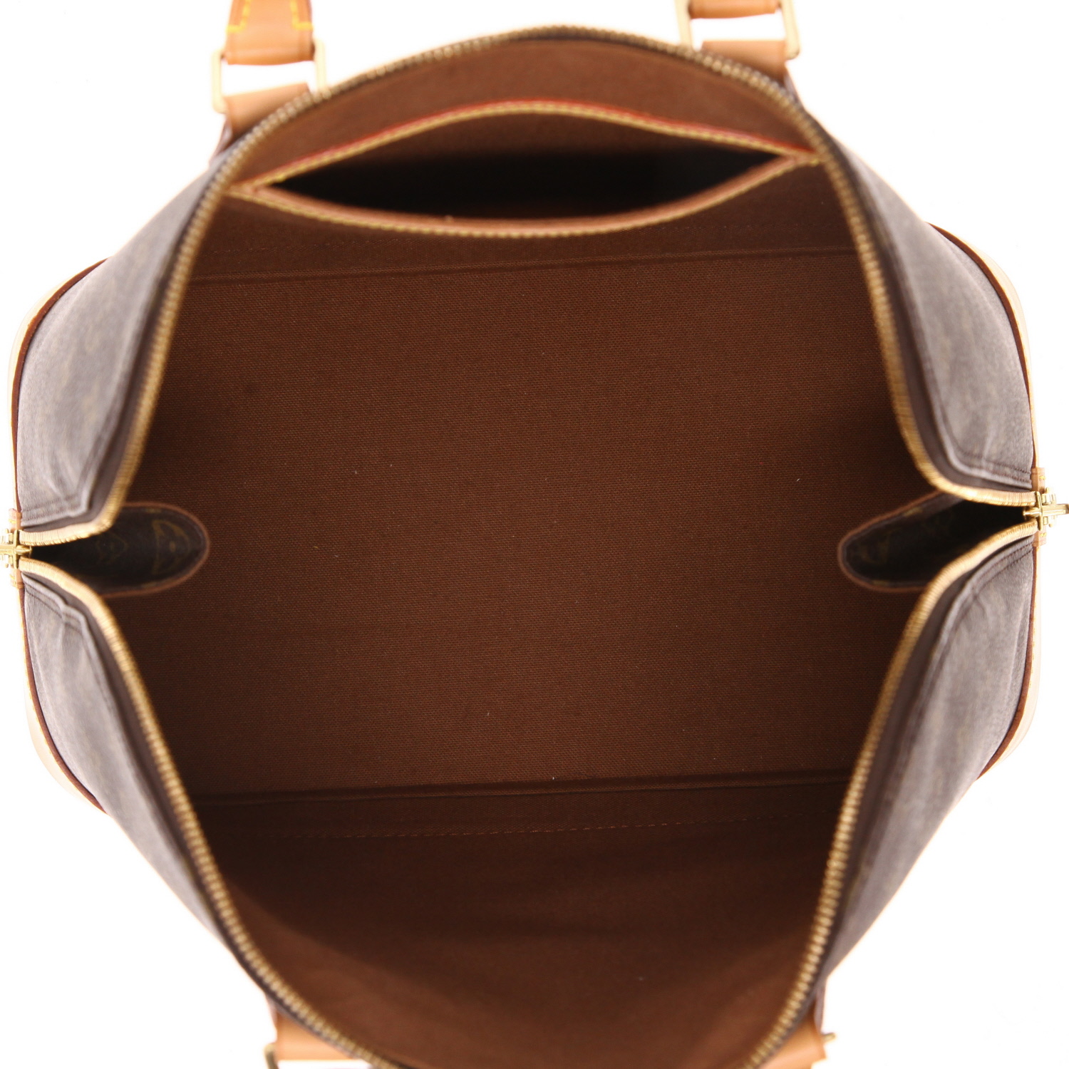 Louis Vuitton  Alma small model  handbag  in brown monogram canvas  and natural leather - Detail D3