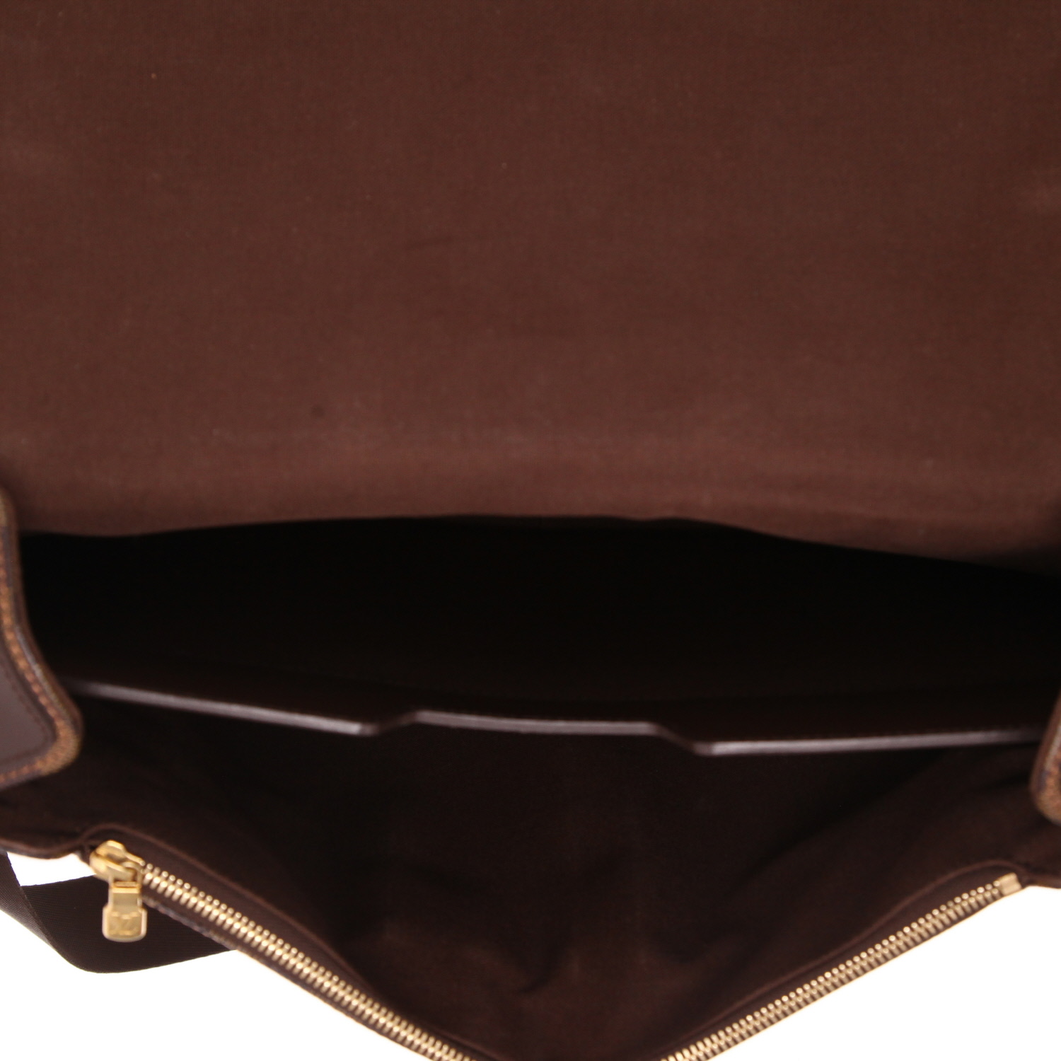 Louis Vuitton Messenger shoulder bag in ebene damier canvas and brown leather - Detail D3