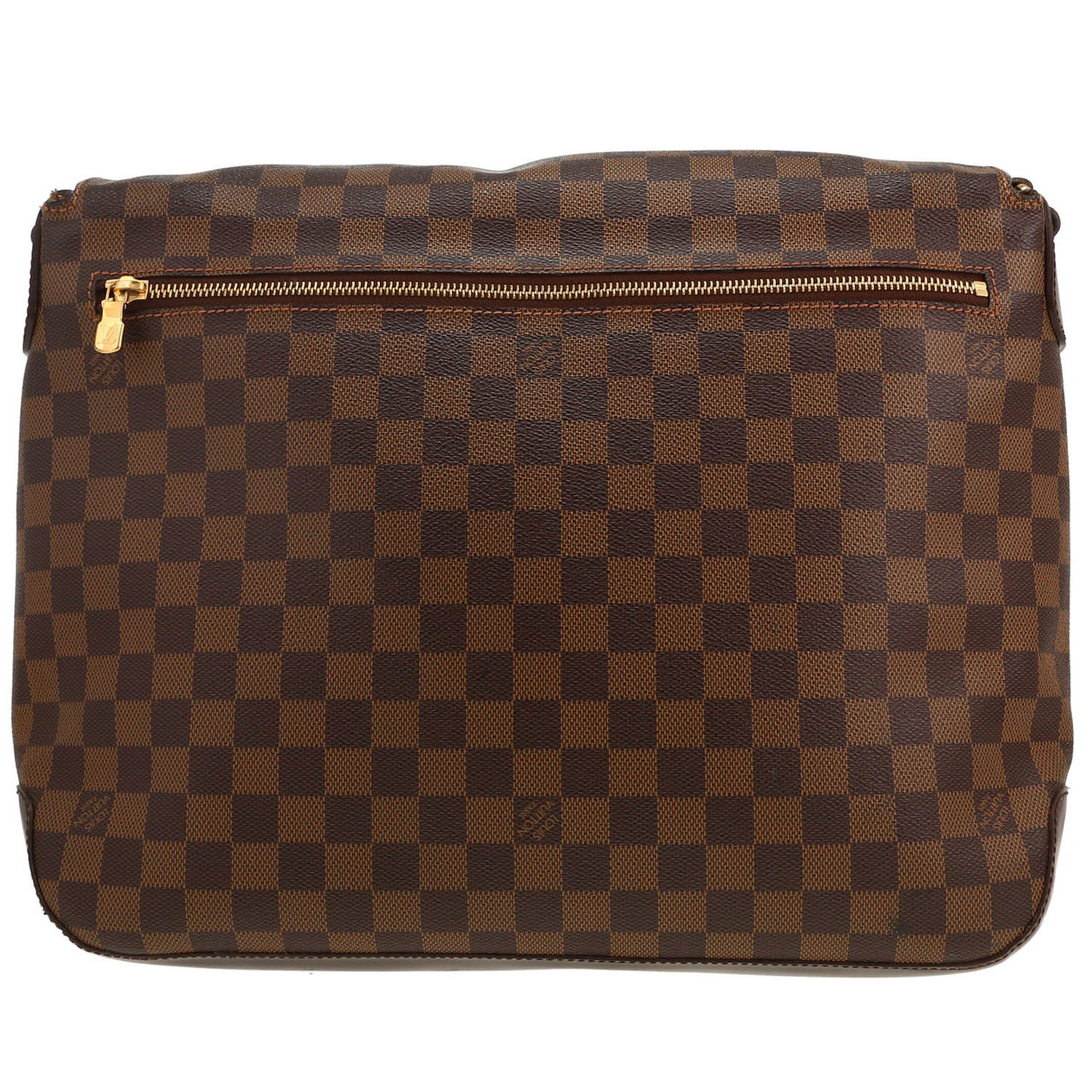 Louis Vuitton Messenger shoulder bag in ebene damier canvas and brown leather - Detail D4