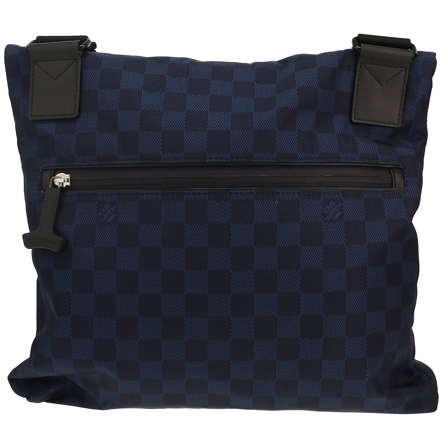 Sac bandoulière Louis Vuitton America's Cup en toile damier bleue et noire et toile noire - Detail D4