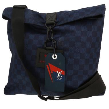 Sac bandoulière Louis Vuitton  America's Cup en toile damier bleue et noire et toile noire