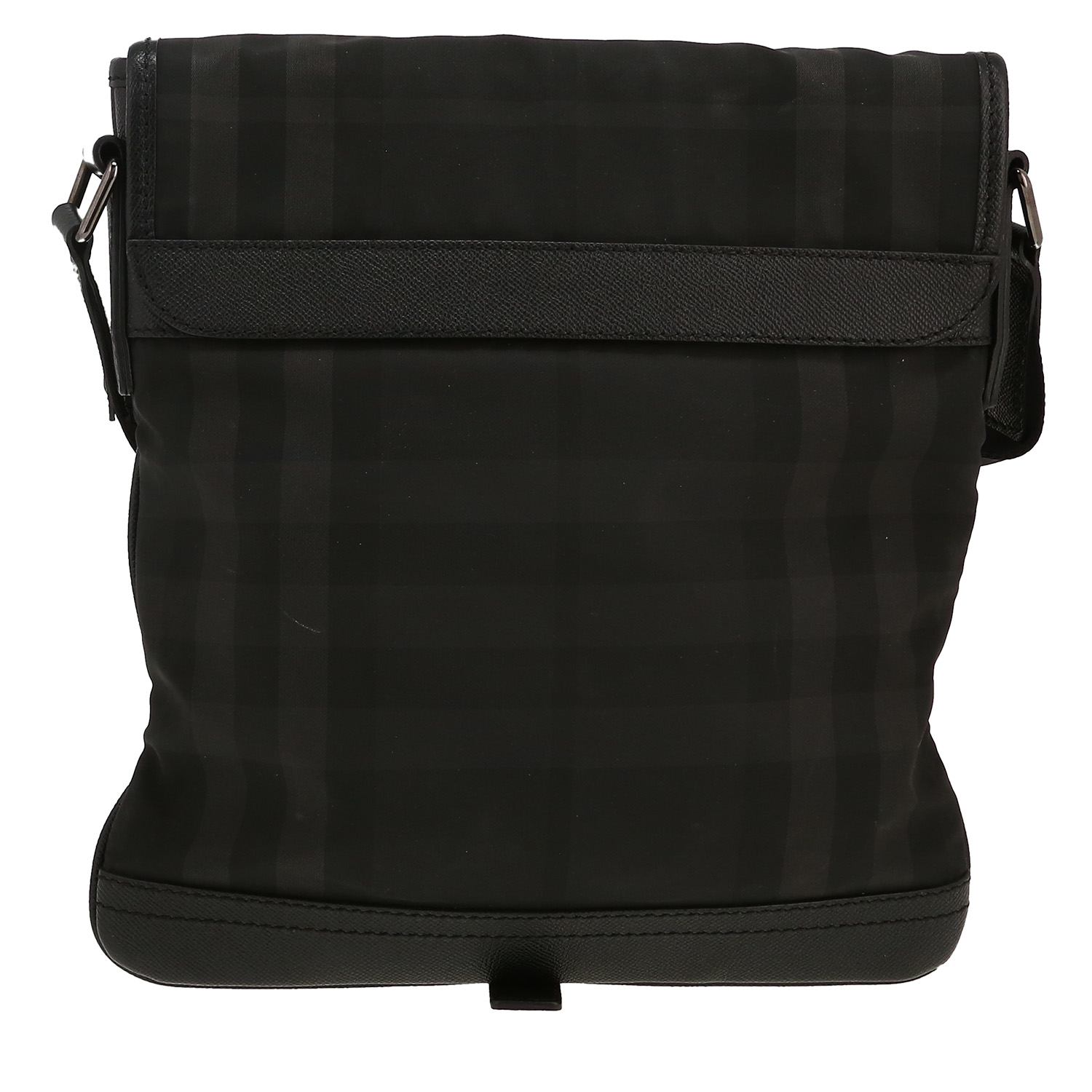 Sac bandoulière Burberry   en toile imprimée à motif rayé noire et grise - Detail D4