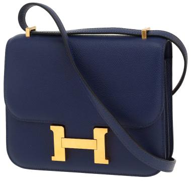 Hermès  Constance shoulder bag  in navy blue epsom leather