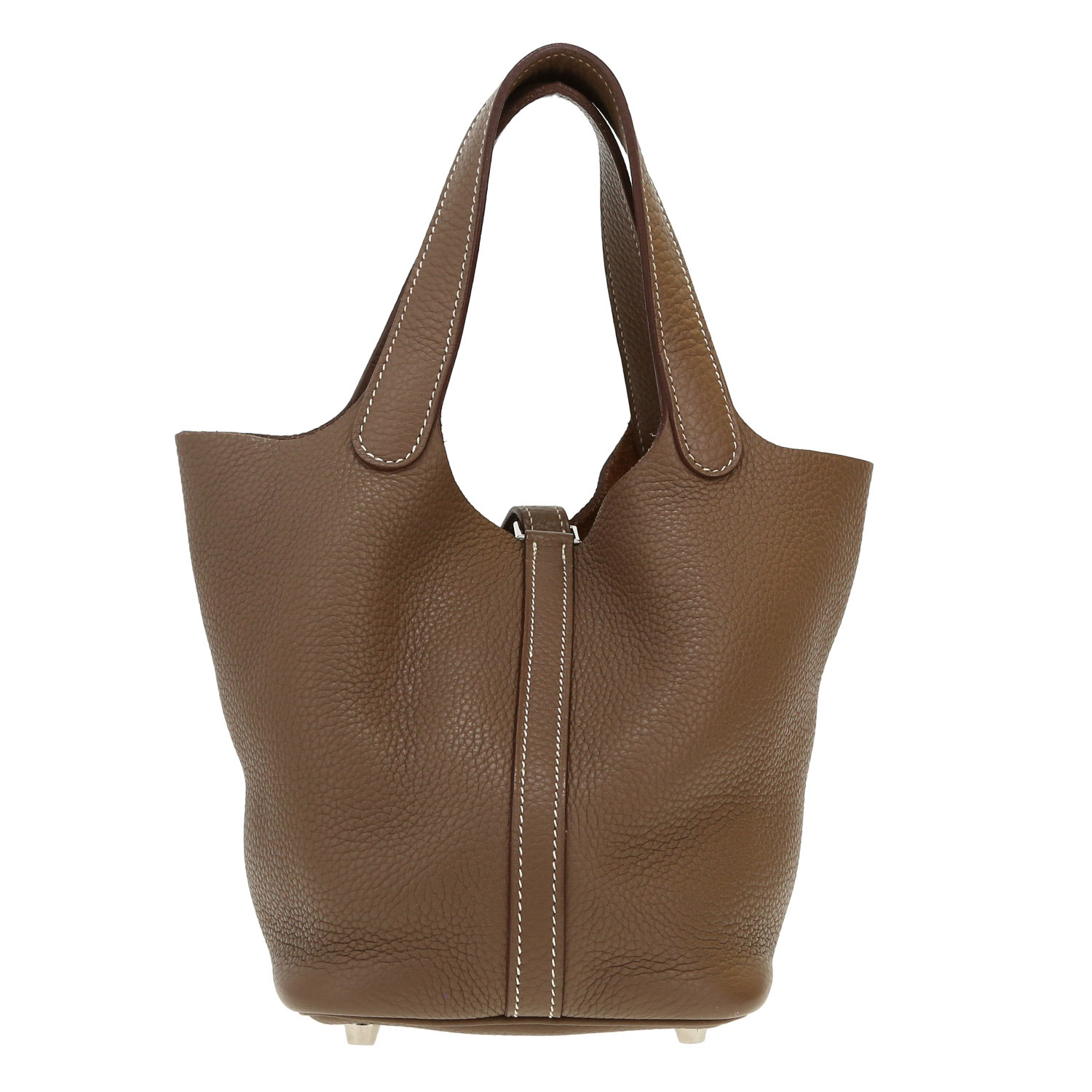 Bolso de mano Hermès  Picotin 18 cm en cuero togo marrón etoupe - Detail D4