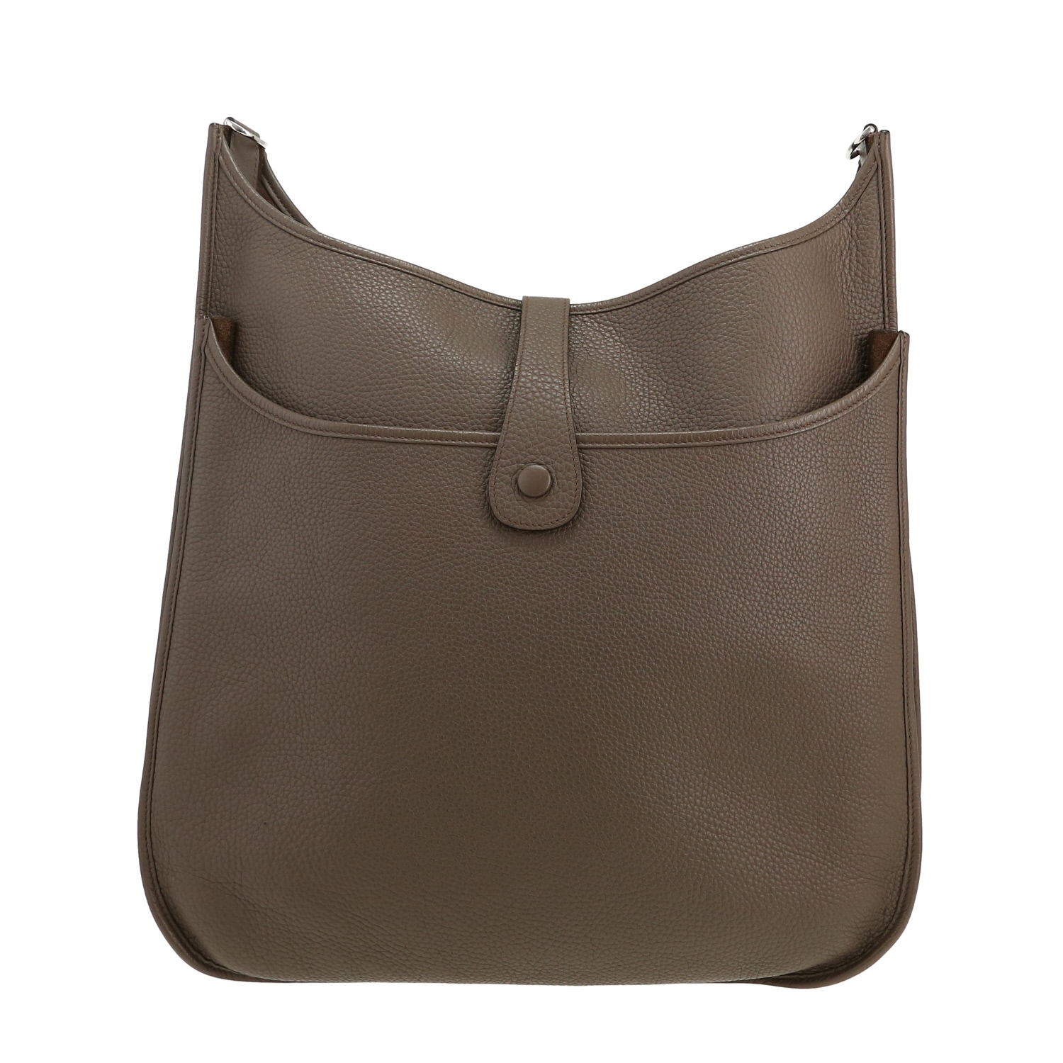 Sac bandoulière Hermès  Evelyne III en cuir togo gris étain - Detail D4