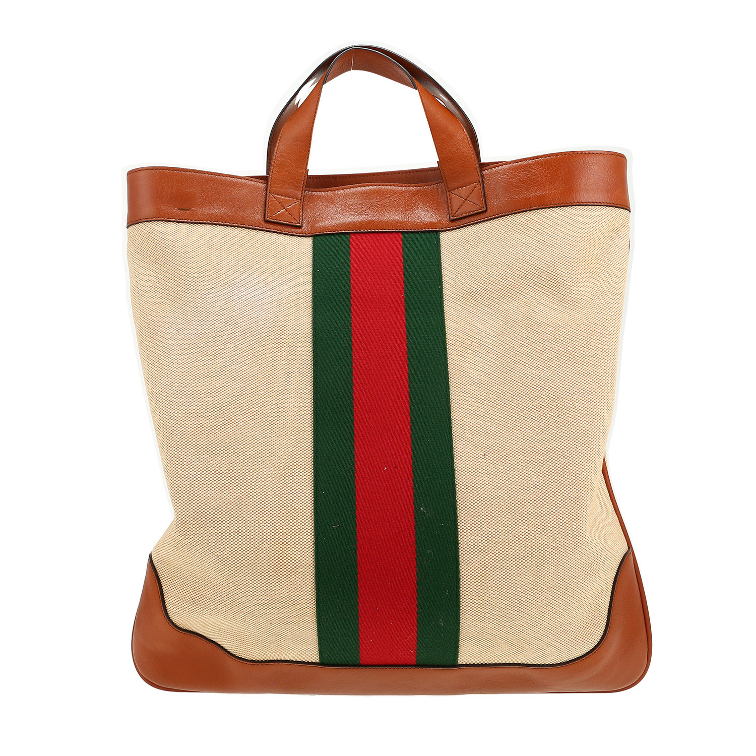 Bolso de mano Gucci  Ophidia en lona beige y cuero marrón - Detail D4