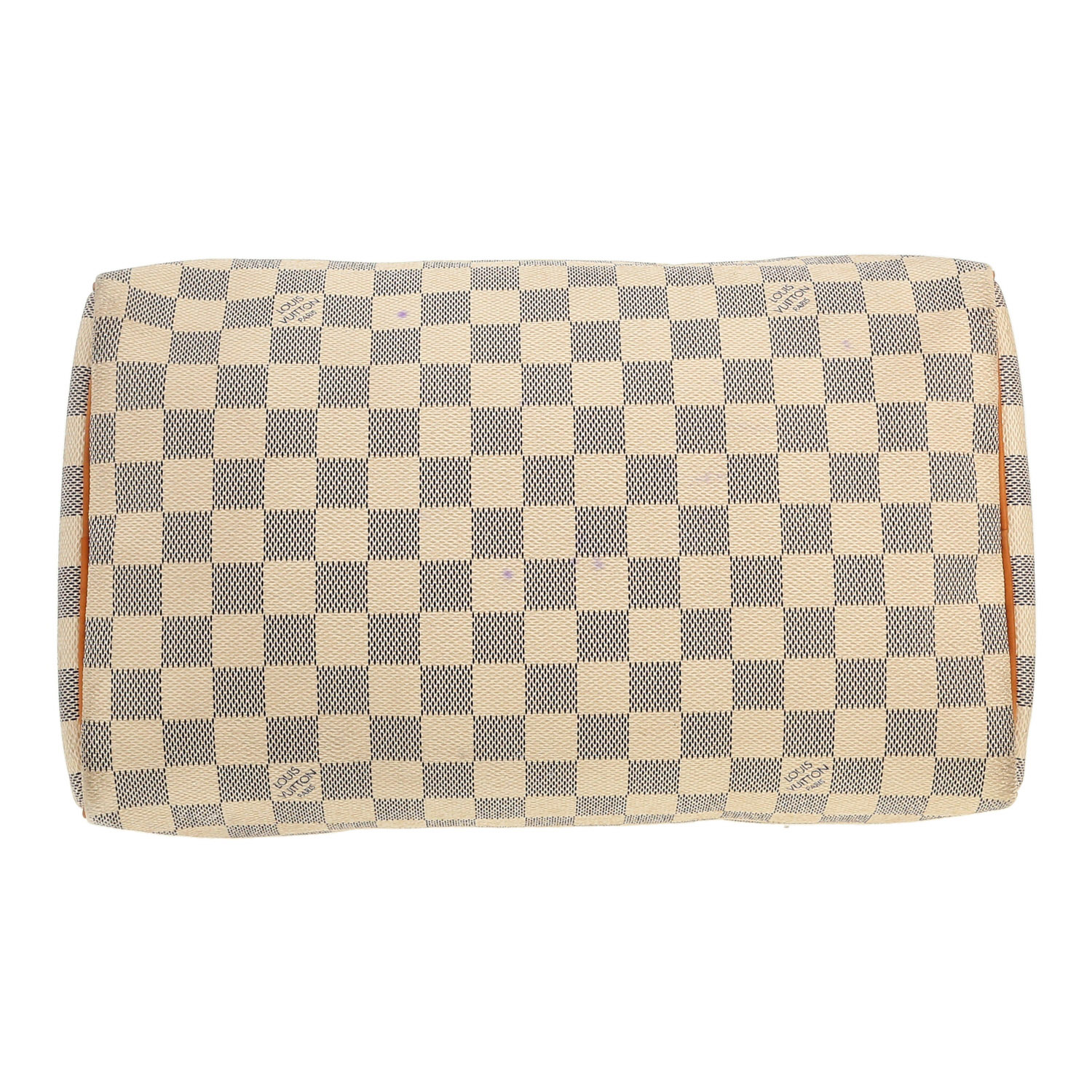 Louis Vuitton  Speedy 30 handbag  in azur damier canvas  and natural leather - Detail D1