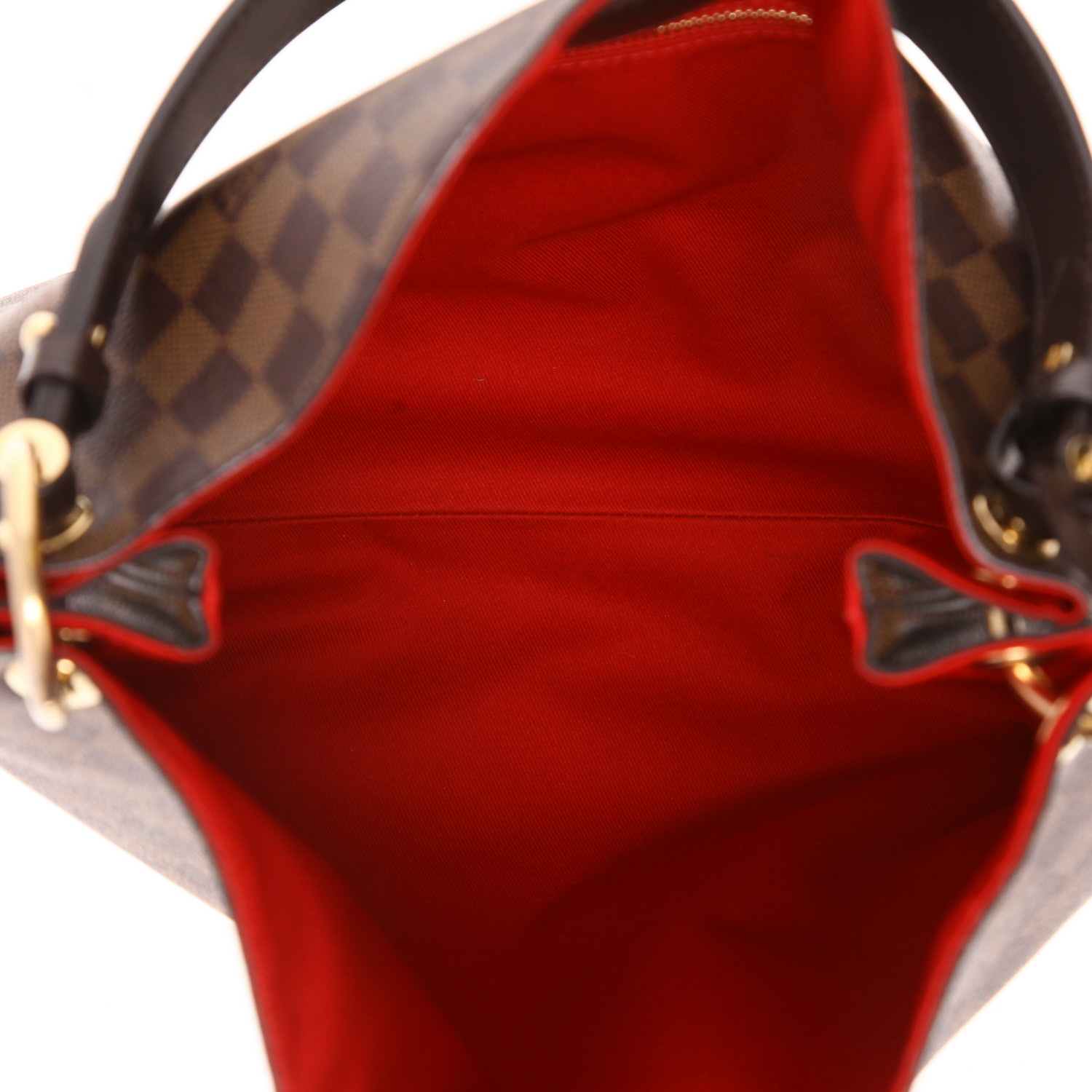 Louis Vuitton  Graceful handbag  in ebene damier canvas  and brown leather - Detail D3