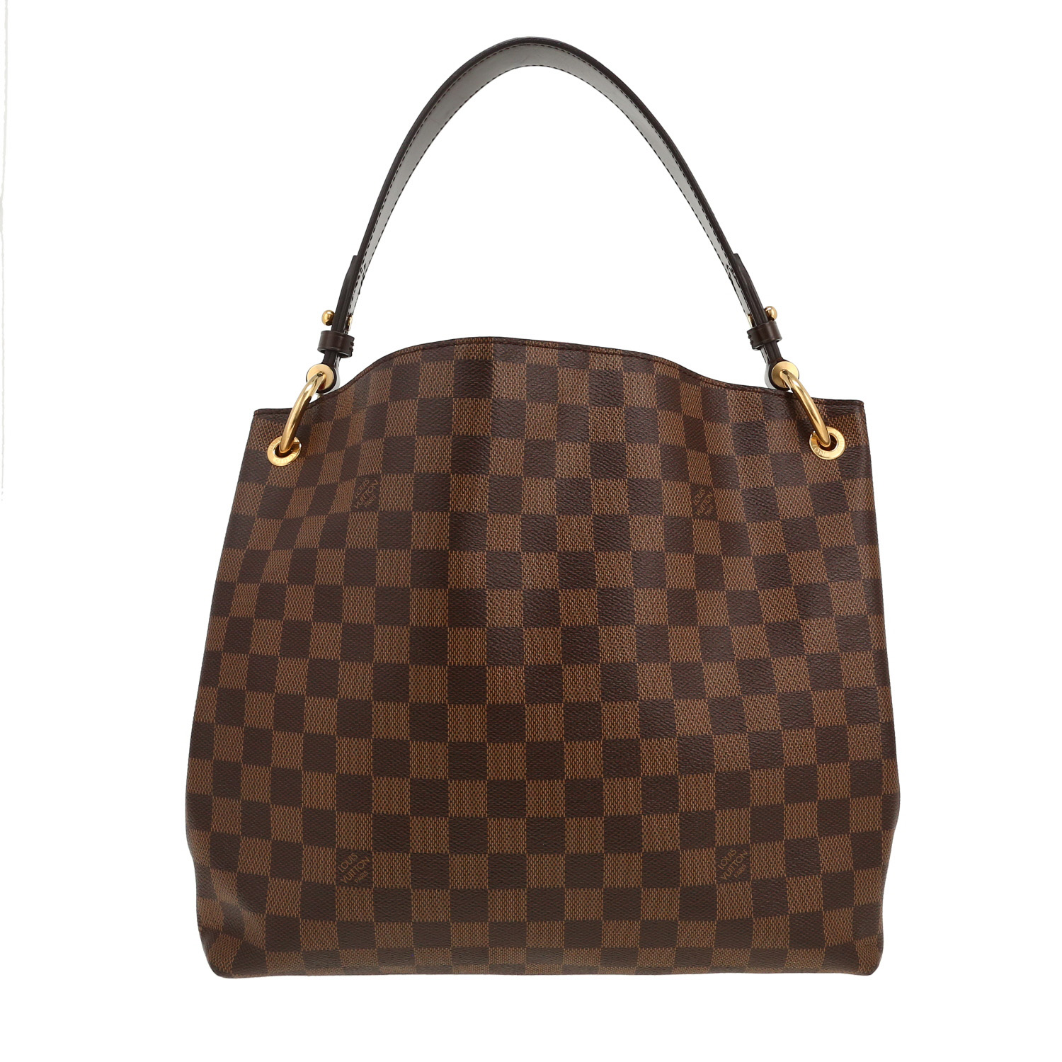 Sac à main Louis Vuitton  Graceful en toile damier ébène et cuir marron - Detail D4