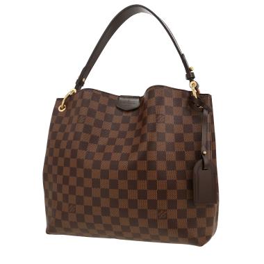 Sac à main Louis Vuitton  Graceful en toile damier ébène et cuir marron