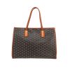 Sac cabas Goyard  Marquise en toile Goyardine noire et cuir marron - 360 thumbnail