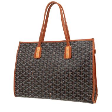 Goyard  Marquise shopping bag  in black Goyard canvas  and brown leather