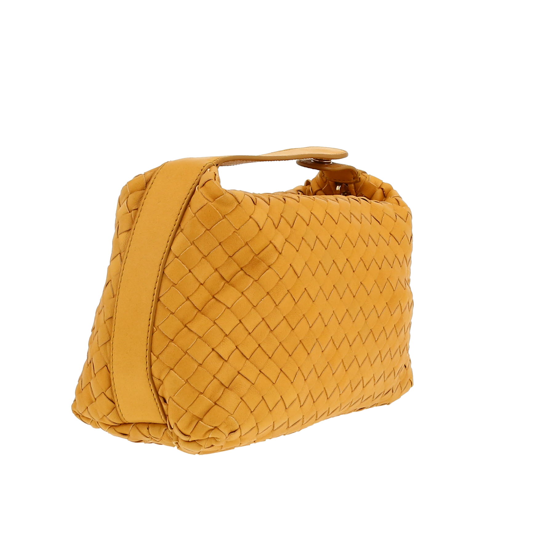 Sac/pochette Bottega Veneta   en cuir intrecciato jaune - Detail D5