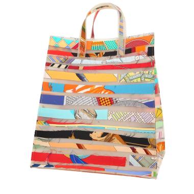 Borsa Hermès  Cas du Sac in materiale sintetico bianco sporco e seta multicolore