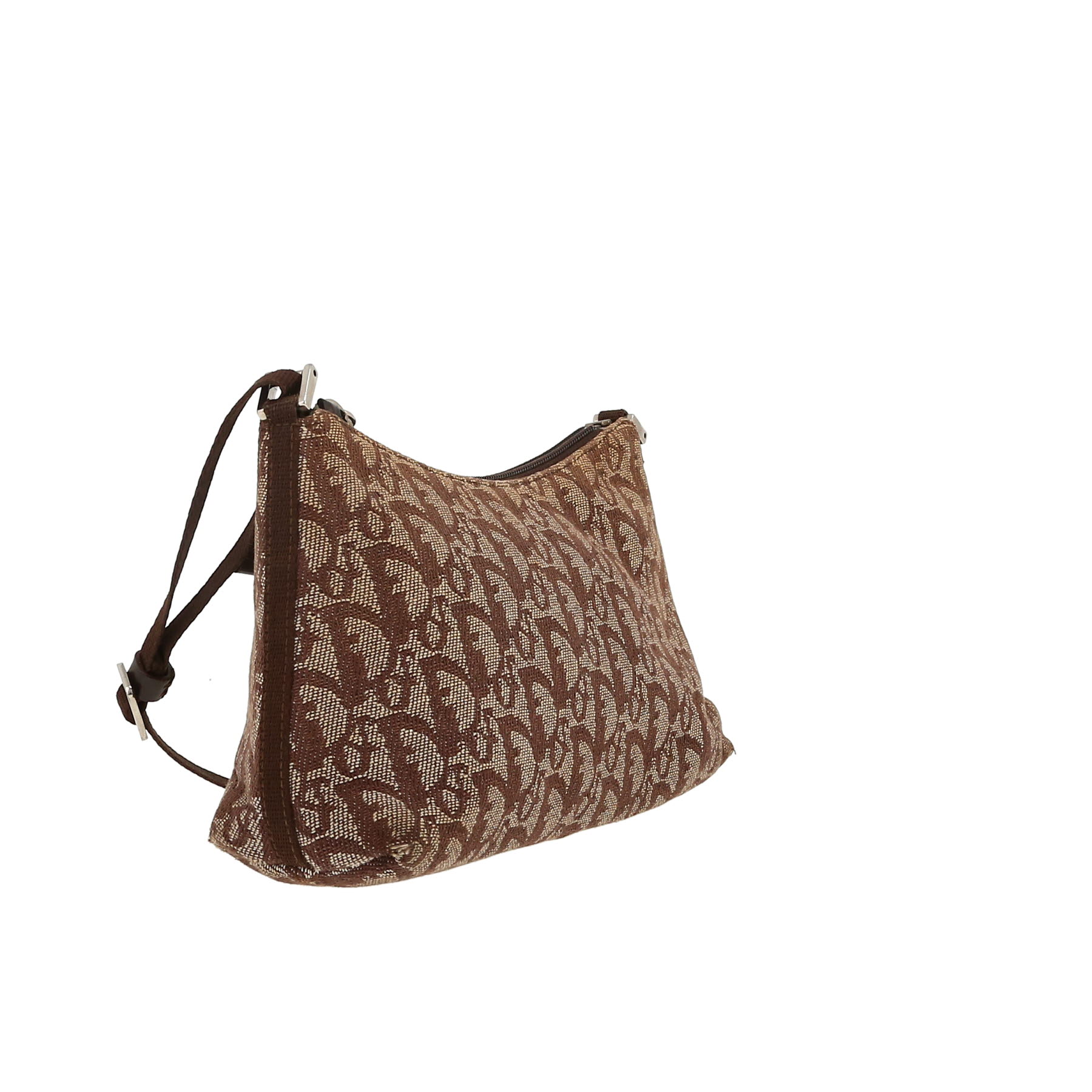 Sac à main Dior  Vintage en toile monogram Oblique marron et beige - Detail D5