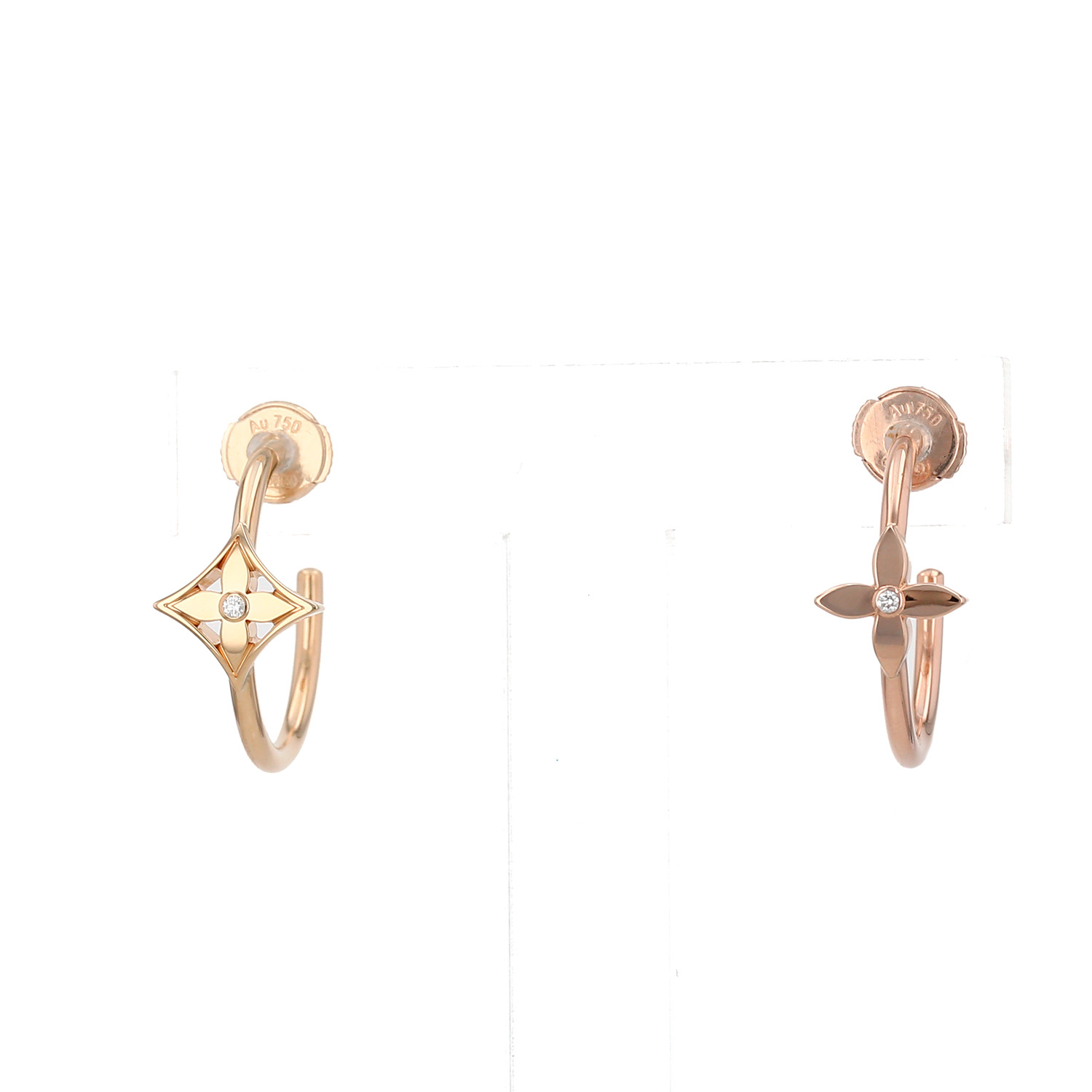 Louis Vuitton Idylle Blossom earrings in pink gold, yellow gold and diamonds - Detail D4