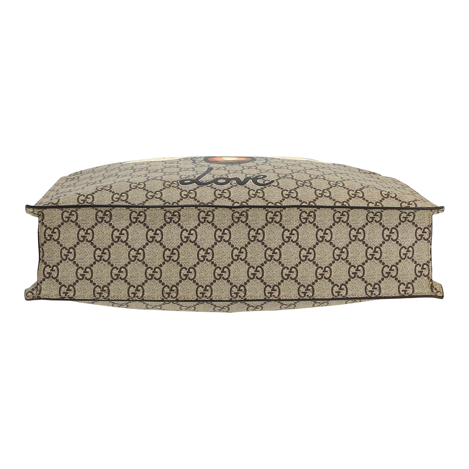 Gucci handbag in beige logo canvas and black leather - Detail D1