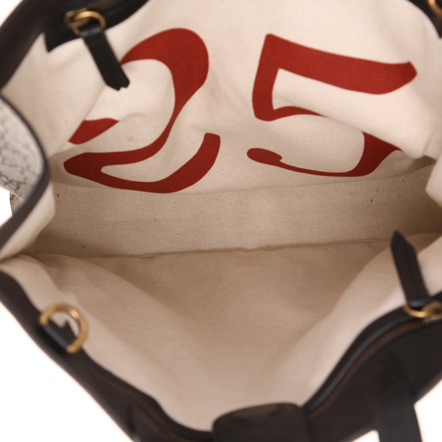 Sac à main Gucci   en toile siglée beige et cuir noir - Detail D3