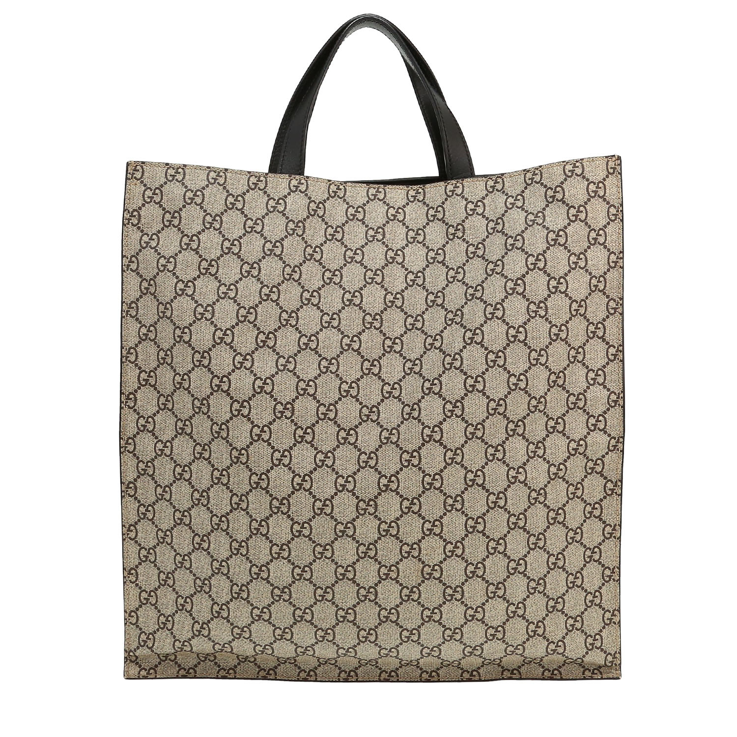 Sac à main Gucci   en toile siglée beige et cuir noir - Detail D4