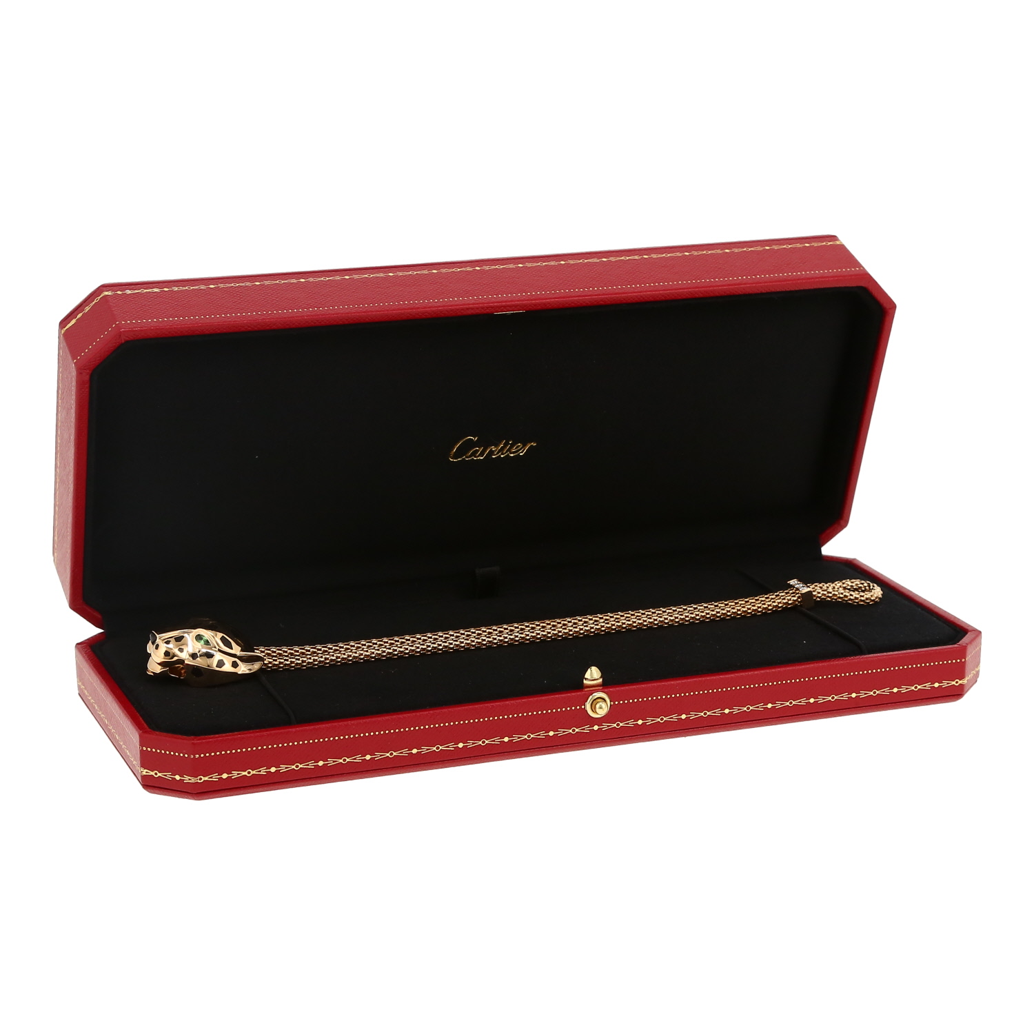 Bracelet Cartier Panthère en or jaune, laque et tsavorites - Detail D1
