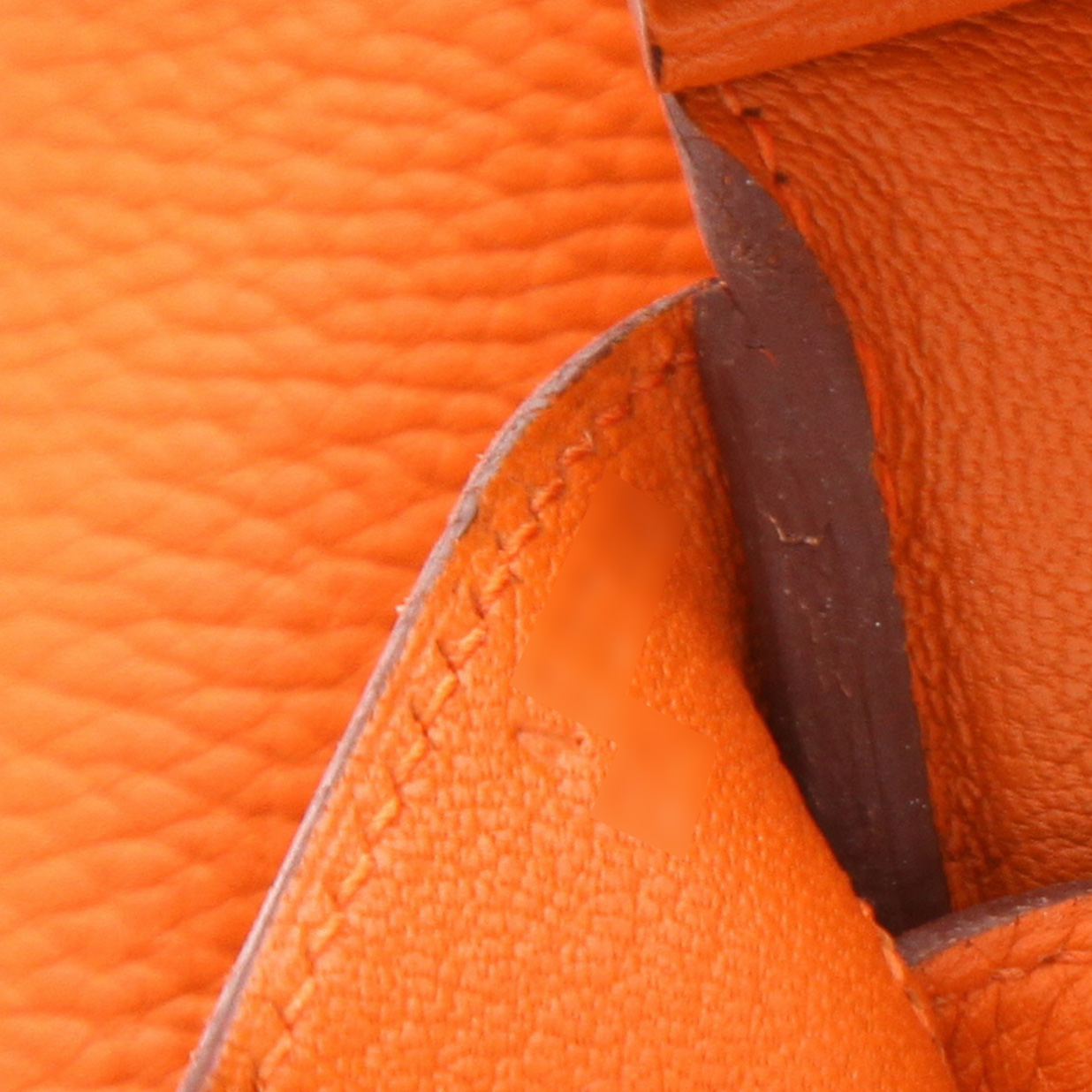 Borsa Hermès  Birkin 35 cm in pelle togo arancione - Detail D3