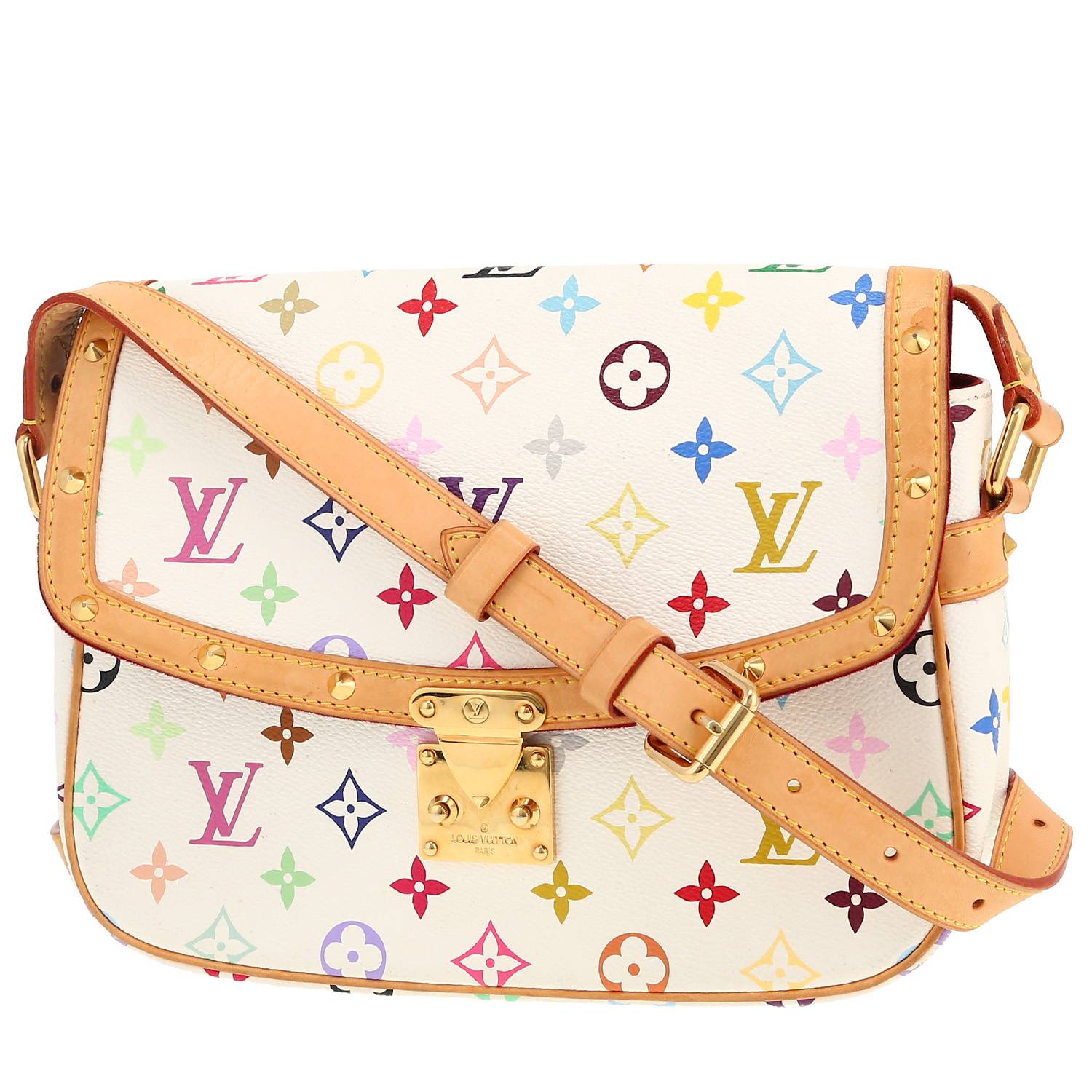 Sac bandoulière Louis Vuitton  Sologne en toile monogram multicolore et cuir naturel