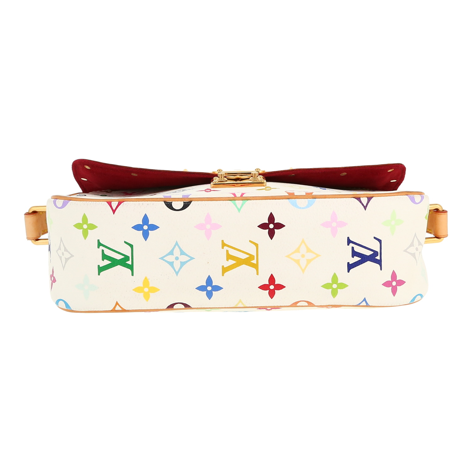 Sac bandoulière Louis Vuitton  Sologne en toile monogram multicolore et cuir naturel - Detail D1