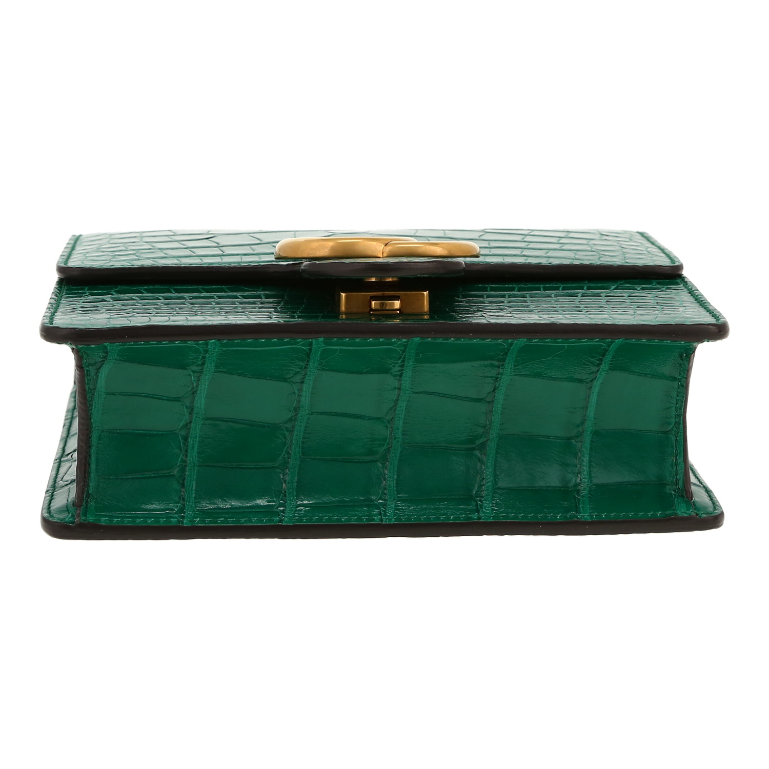 Gucci  GG Marmont mini  shoulder bag  in green crocodile - Detail D1