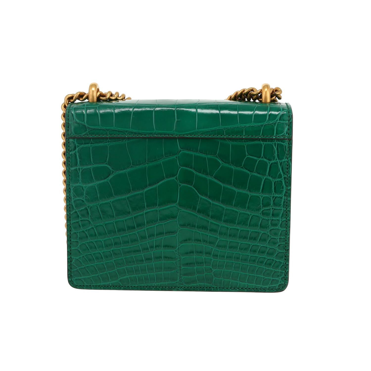Sac bandoulière Gucci  GG Marmont mini  en crocodile vert - Detail D4