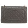 Chanel  Timeless shoulder bag  in grey quilted leather - Detail D4 thumbnail