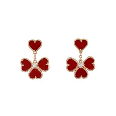 Van Cleef 
Arpels Sweet Hearts pendants earrings in pink gold, cornelian and diamonds