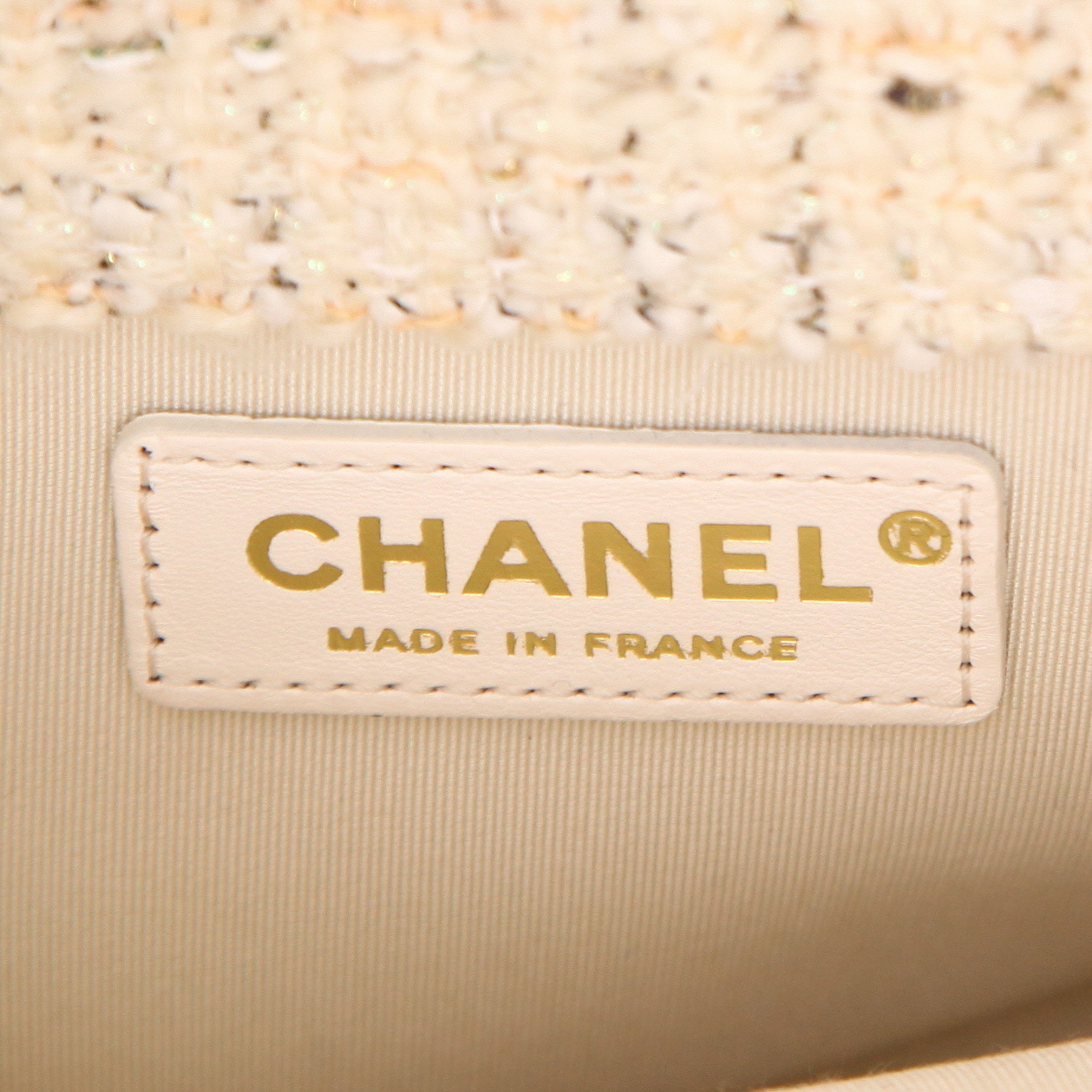 Borsa a tracolla Chanel  Knock on Wood in tweed écru - Detail D2